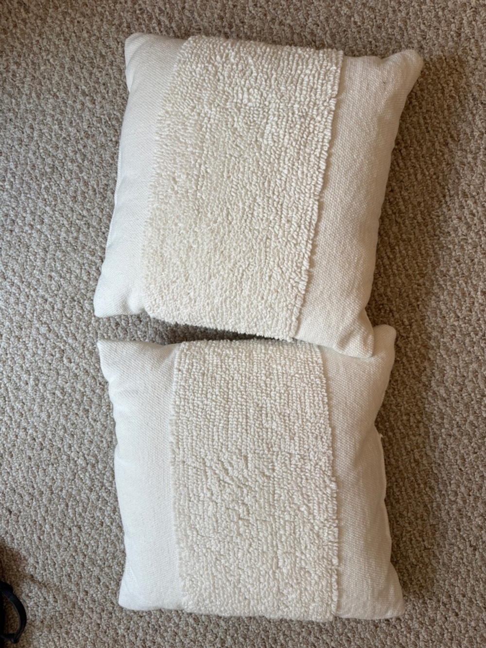 Neutral Cream Decorative Throw Pillow with Textured Center